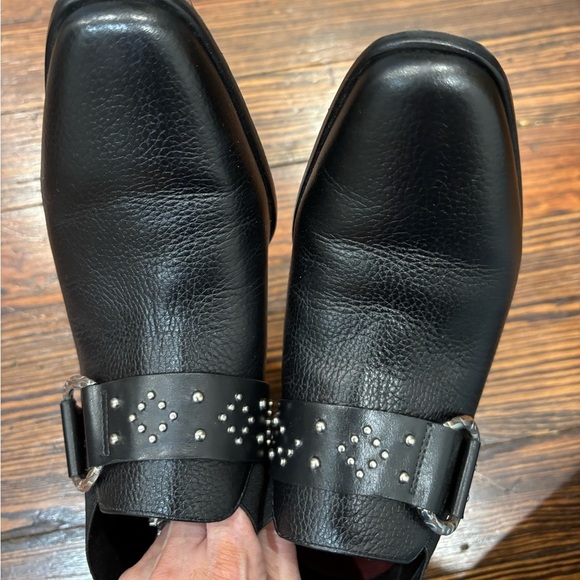 Brighton Renata Leather Slip On Heels Sz 8.5 Studded Belt Buckle - Picture 6 of 8